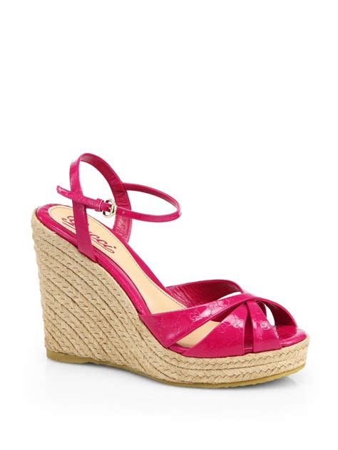 hot pink gucci espadrilles|gucci espadrilles wedges.